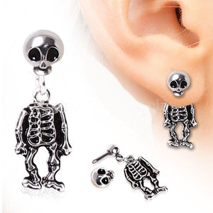 Pair of 316L Surgical Steel Two-Piece Skeleton Dangle Earrings