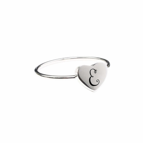 E Comfort Fit Initial Heart Ring