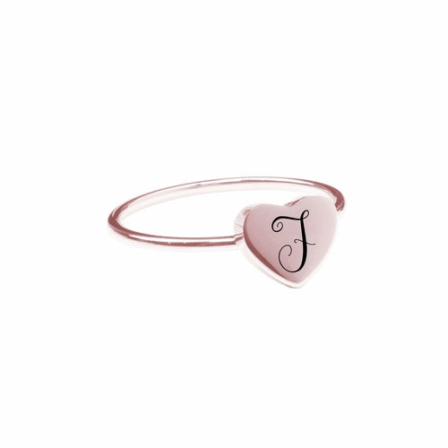 F Comfort Fit Initial Heart Ring