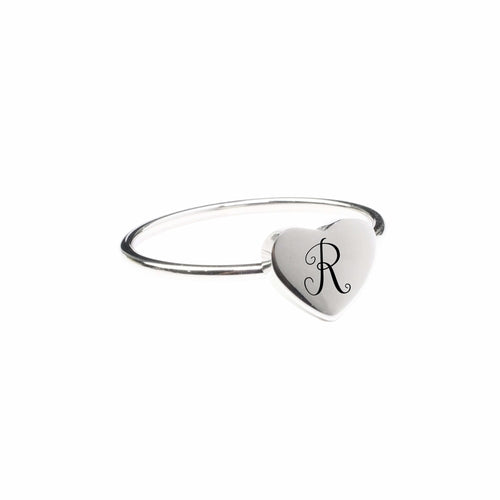 R Comfort Fit Initial Heart Ring